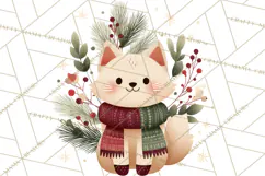 Cottagecore Christmas Pets PNG, Cozy Holiday Clipart Product Image 2