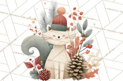 Cottagecore Christmas Pets PNG, Cozy Holiday Clipart Product Image 4