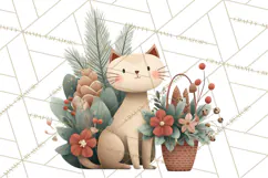 Cottagecore Christmas Pets PNG, Cozy Holiday Clipart Product Image 5