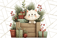 Cottagecore Christmas Pets PNG, Cozy Holiday Clipart Product Image 3