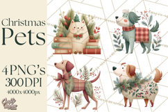 Cottagecore Christmas Pets PNG, Cozy Holiday Clipart Product Image 1