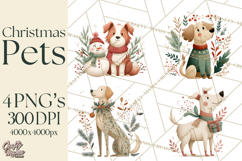 Cottagecore Christmas Pets PNG, Cozy Holiday Clipart Product Image 1