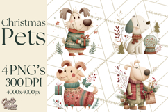 Cottagecore Christmas Pets PNG, Cozy Holiday Clipart Product Image 1