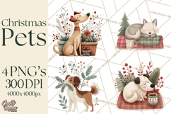 Cottagecore Christmas Pets PNG, Cozy Holiday Clipart Product Image 1
