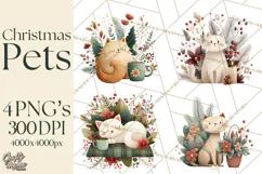 Cottagecore Christmas Pets PNG, Cozy Holiday Clipart Product Image 1