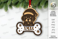 Christmas Pets Ornament Laser Cut. Christmas Decor SVG Product Image 1