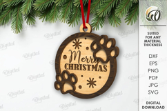 Christmas Pet Ornament Laser Cut. Christmas Decor SVG Product Image 1