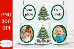 Christmas photo mug template PNG Sublimation, Happy Holidays Product Image 1