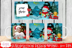 Christmas photo mug template | Cute snowman 11oz 15oz mug Product Image 1