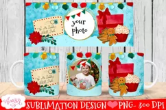 Christmas photo mug wrap PNG template for 11oz and 15oz Product Image 1