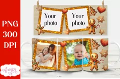 Christmas photo mug wrap PNG Sublimation, Christmas cookies Product Image 1