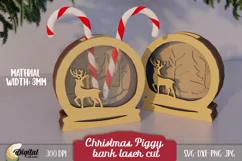 Christmas Piggy Bank Laser Cut. 3D Money box Laser Cut Product Image 1