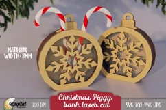 Christmas Piggy Bank Laser Cut. 3D Money box Laser Cut Product Image 1