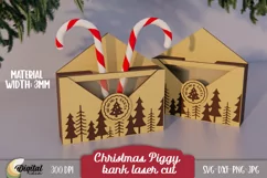 Christmas Piggy Bank Laser Cut. 3D Money box Laser Cut Product Image 1