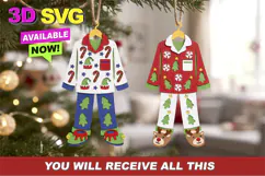 Christmas Pajamas Ornaments 3D SVG Product Image 1