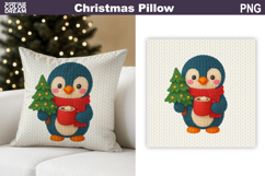 Christmas Penguin Crochet Pillow | Knitted Sublimation Product Image 1