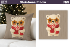 Christmas Bear Crochet Pillow | Knitted Sublimation Product Image 1