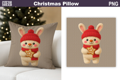 Christmas Bunny Crochet Pillow | Knitted Sublimation Product Image 1