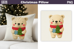 Christmas Bear Crochet Pillow | Knitted Sublimation Product Image 1
