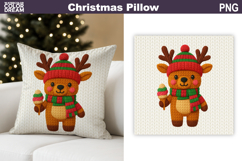 Reindeer Crochet Pillow | Knitted Sublimation Product Image 1