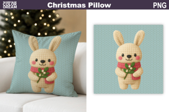 Christmas Bunny Crochet Pillow | Knitted Sublimation Product Image 1