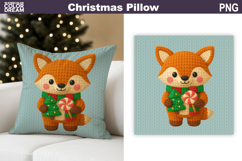 Christmas Fox Crochet Pillow | Knitted Sublimation Product Image 1