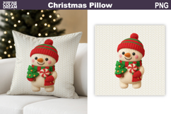 Christmas Snowman Crochet Pillow | Knitted Sublimation Product Image 1