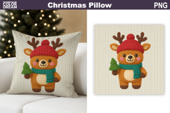 Reindeer Crochet Pillow | Knitted Sublimation Product Image 1