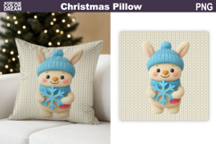 Christmas Bunny Crochet Pillow | Knitted Sublimation Product Image 1