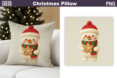 Christmas Snowman Crochet Pillow | Knitted Sublimation Product Image 1