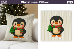 Christmas Penguin Crochet Pillow | Knitted Sublimation Product Image 1