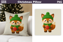 Christmas Fox Crochet Pillow | Knitted Sublimation Product Image 1
