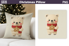 Christmas Bear Crochet Pillow | Knitted Sublimation Product Image 1