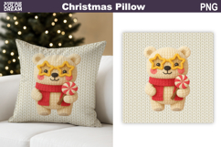Christmas Bear Crochet Pillow | Knitted Sublimation Product Image 1