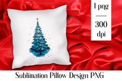 Christmas blu tree Sublimation Pillow Design PNG Product Image 1