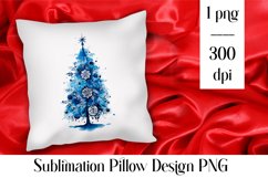 Christmas blu tree Sublimation Pillow Design PNG Product Image 1