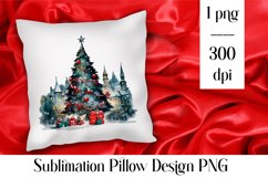 Christmas blu tree Sublimation Pillow Design PNG Product Image 1