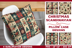 Christmas Gingham Plaid Pillowcase Sublimation Design Product Image 1