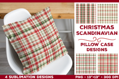 Christmas Gingham Plaid Pillowcase Sublimation Design Product Image 1