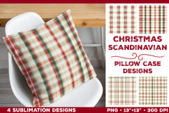 Christmas Gingham Plaid Pillowcase Sublimation Design Product Image 1