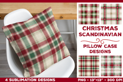 Christmas Gingham Plaid Pillowcase Sublimation Design Product Image 1
