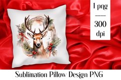 Cute Christmas deer Sublimation Pillow Design PNG Product Image 1
