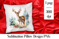 Cute Christmas deer Sublimation Pillow Design PNG Product Image 1