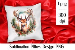 Cute Christmas deer Sublimation Pillow Design PNG Product Image 1