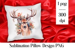 Cute Christmas deer Sublimation Pillow Design PNG Product Image 1