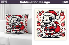 Dino Santa Claus Sublimation | Christmas Dinosaur Pillow Product Image 1