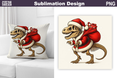 Dino Santa Claus Sublimation | Christmas Dinosaur Pillow Product Image 1