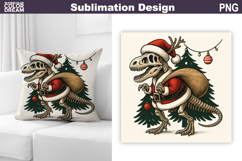 Dino Santa Claus Sublimation | Christmas Dinosaur Pillow Product Image 1