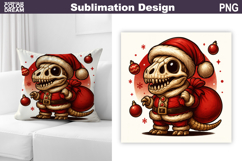 Dino Santa Claus Sublimation | Christmas Dinosaur Pillow Product Image 1
