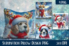 Christmas Puppy Watercolour Pillow Design, dog Product Image 1